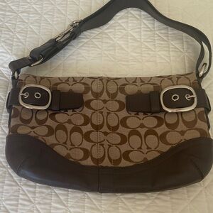 Coach Brown and Tan Signature Crossbody Bag